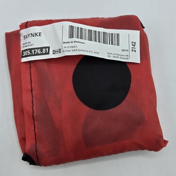 Ikea Skynke shopping tote bag Red Black Polka dot 2 Pack - Picture 8 of 9